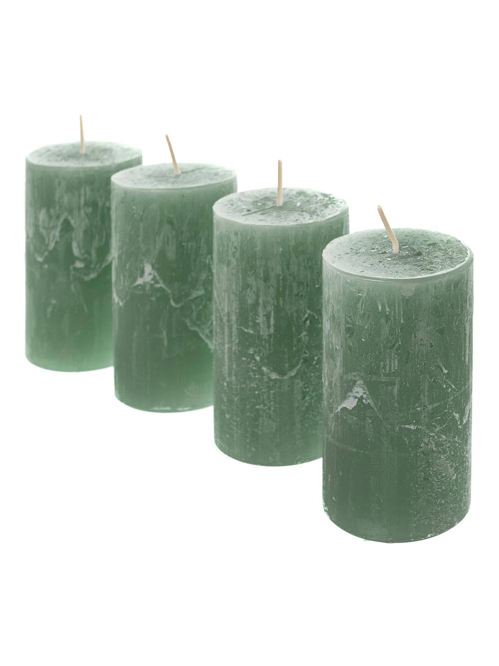 blumigo-rustikkerzen-jade-4er-set-stumpenkerzen-smaragd-110x60mm image 1