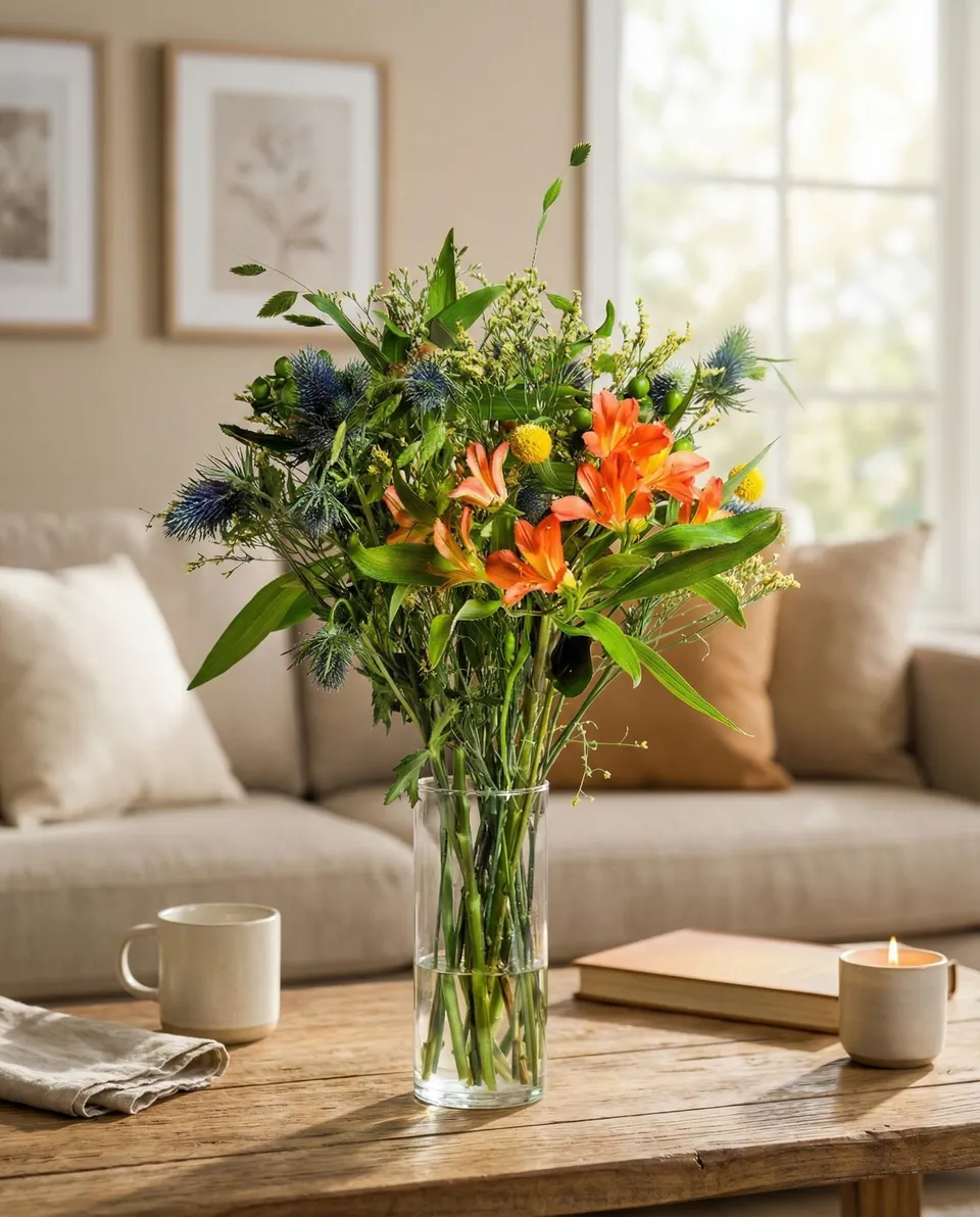 feey-rilio-erfolgsgeheimnis-blumenstrauss-gelb-craspedia image 1