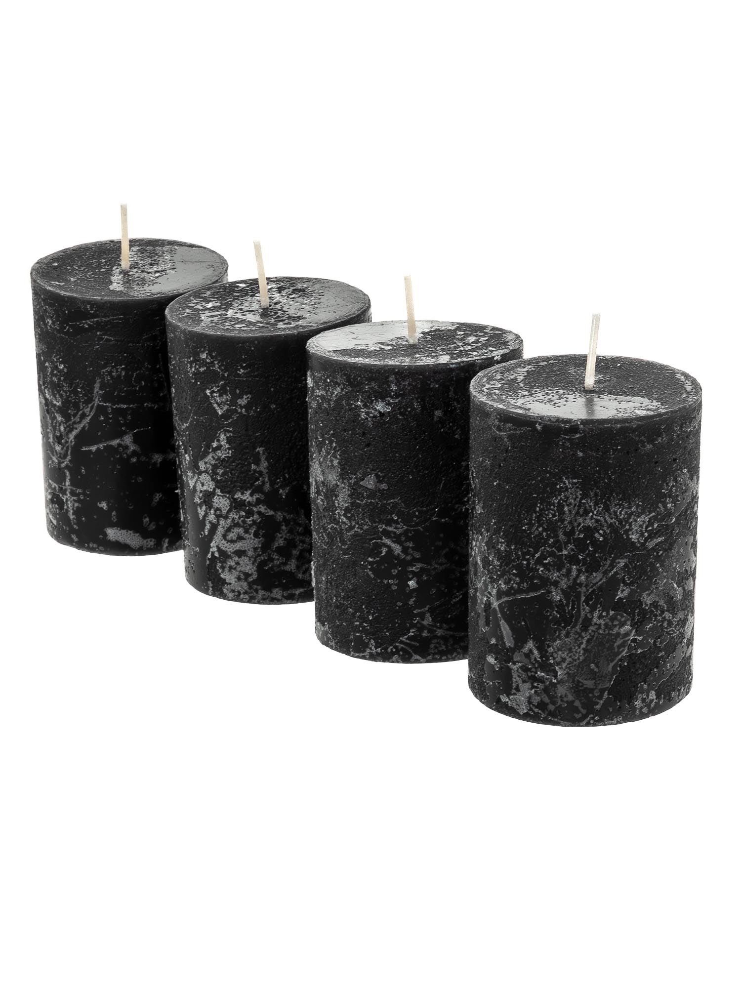 blumigo-inga-rustikkerzen-schwarz-4er-set-80x60-mm image 1