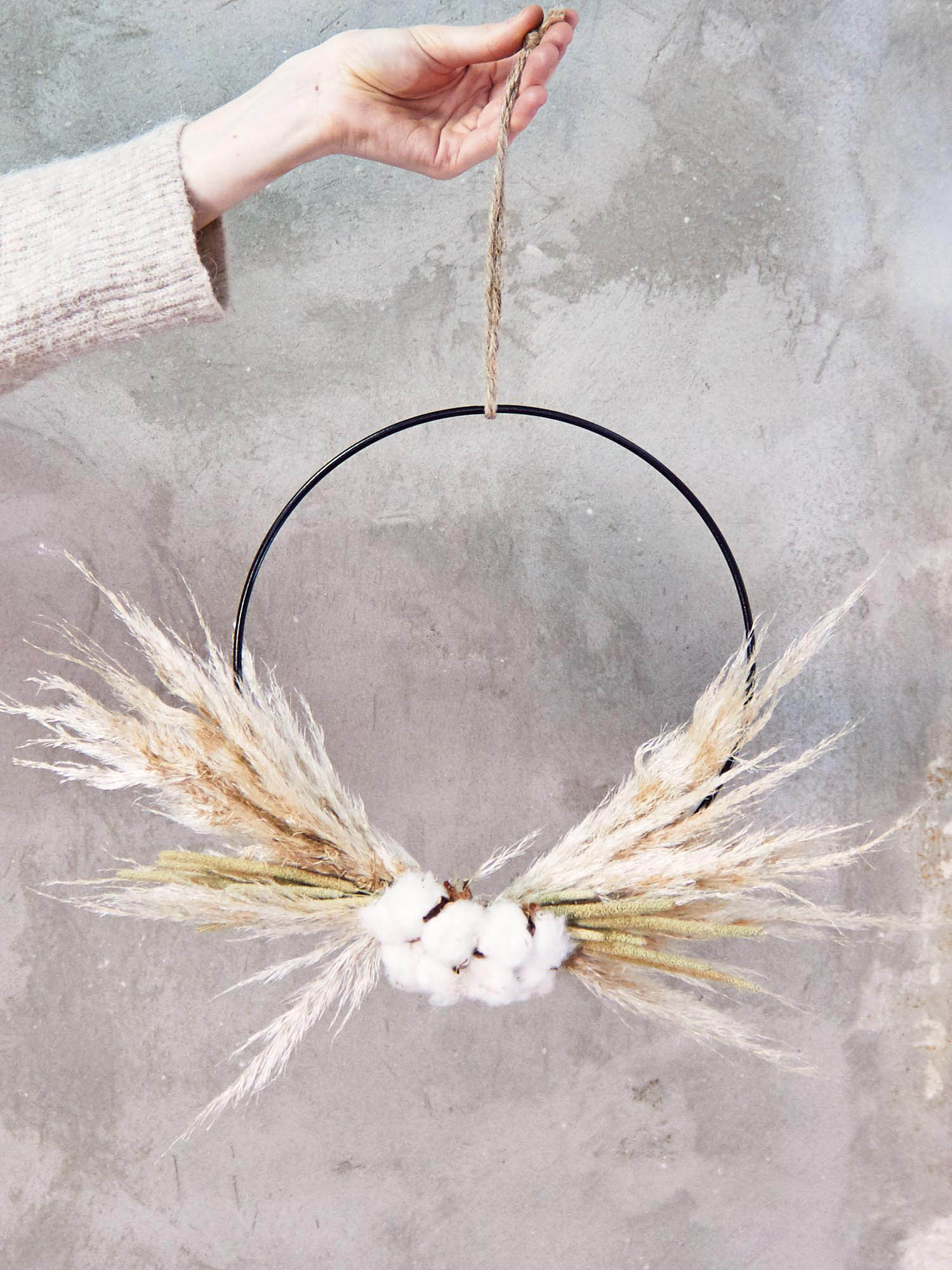 blumigo-diy-sets-fluffy-cotton-scandi-ring-25cm-schwarz image 1