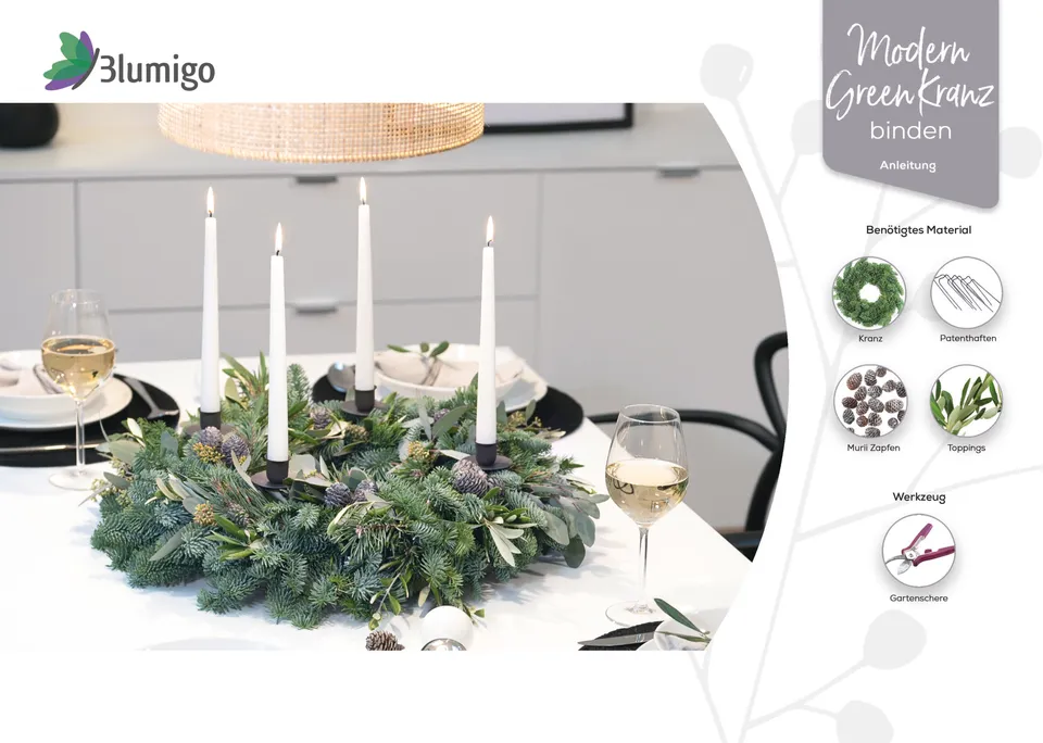 blumigo-diy-sets-modern-green-adventskranz-bastelset image 1
