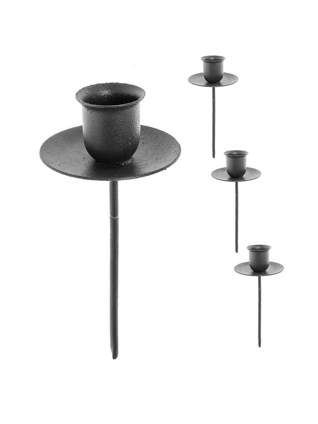 blumigo-kerzenhalter-stockholm-schwarzes-4er-set-stabkerzen image 1
