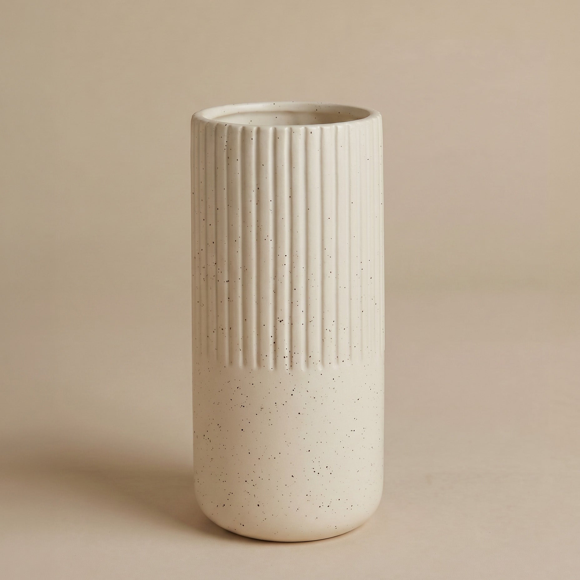 feey-rilio-keramik-vase-21-cm-dunkelgr-n-creme-rillen image 3