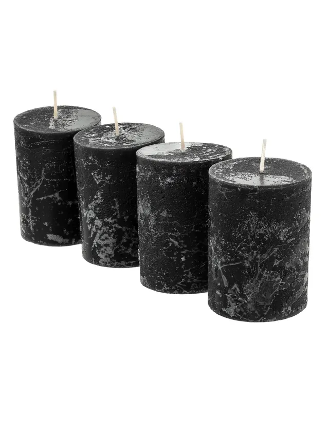 blumigo-inga-rustikkerzen-schwarz-4er-set-80x60-mm image 1