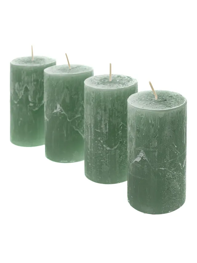 blumigo-rustikkerzen-jade-4er-set-stumpenkerzen-smaragd-110x60mm image 1