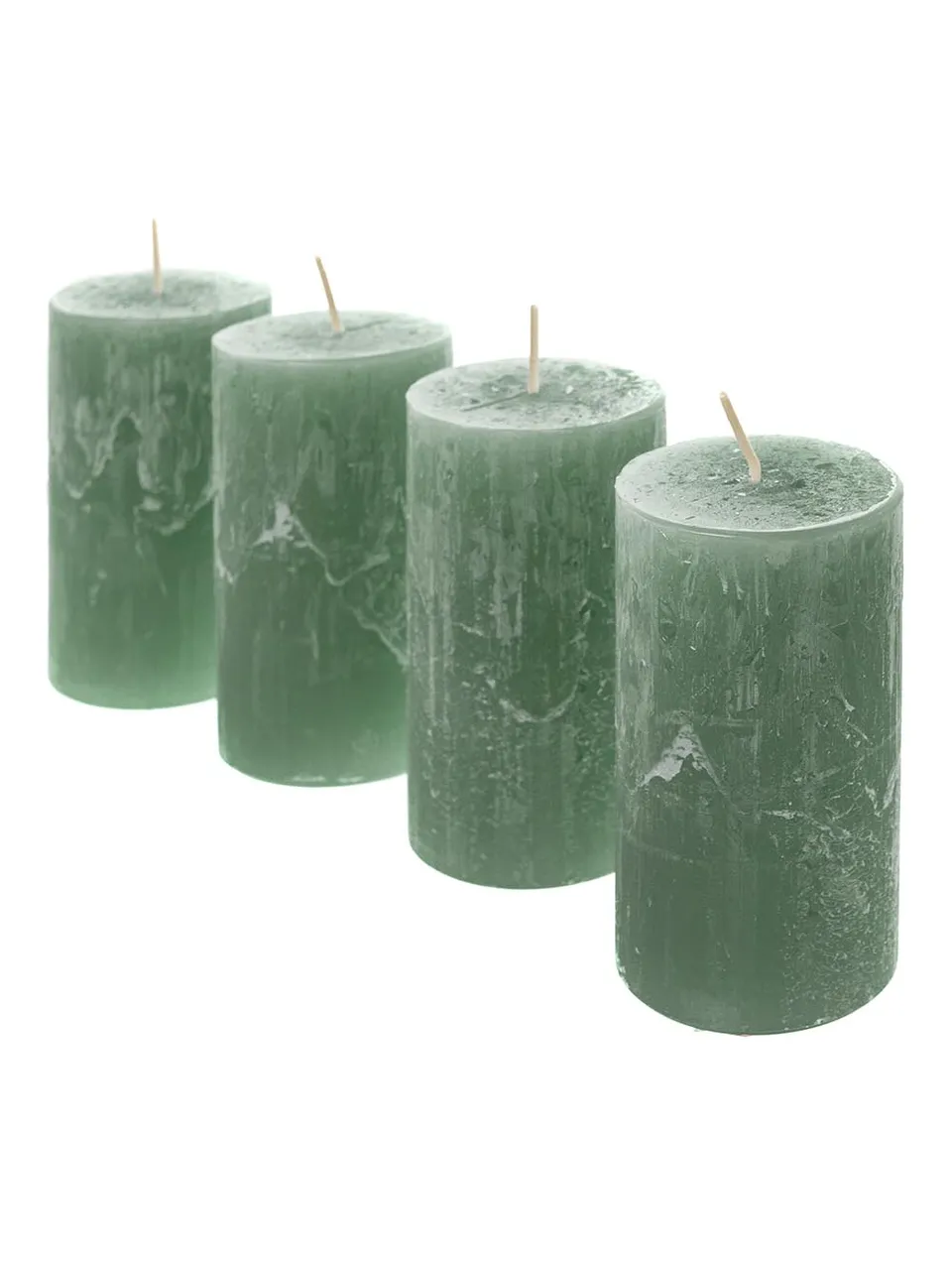 blumigo-rustikkerzen-jade-4er-set-stumpenkerzen-smaragd-110x60mm image 1